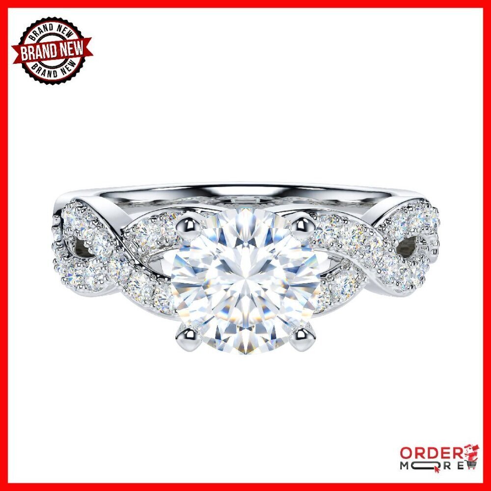 Sterling Silver Moissanite Infinity Promise Ring Size 8 1.5CT